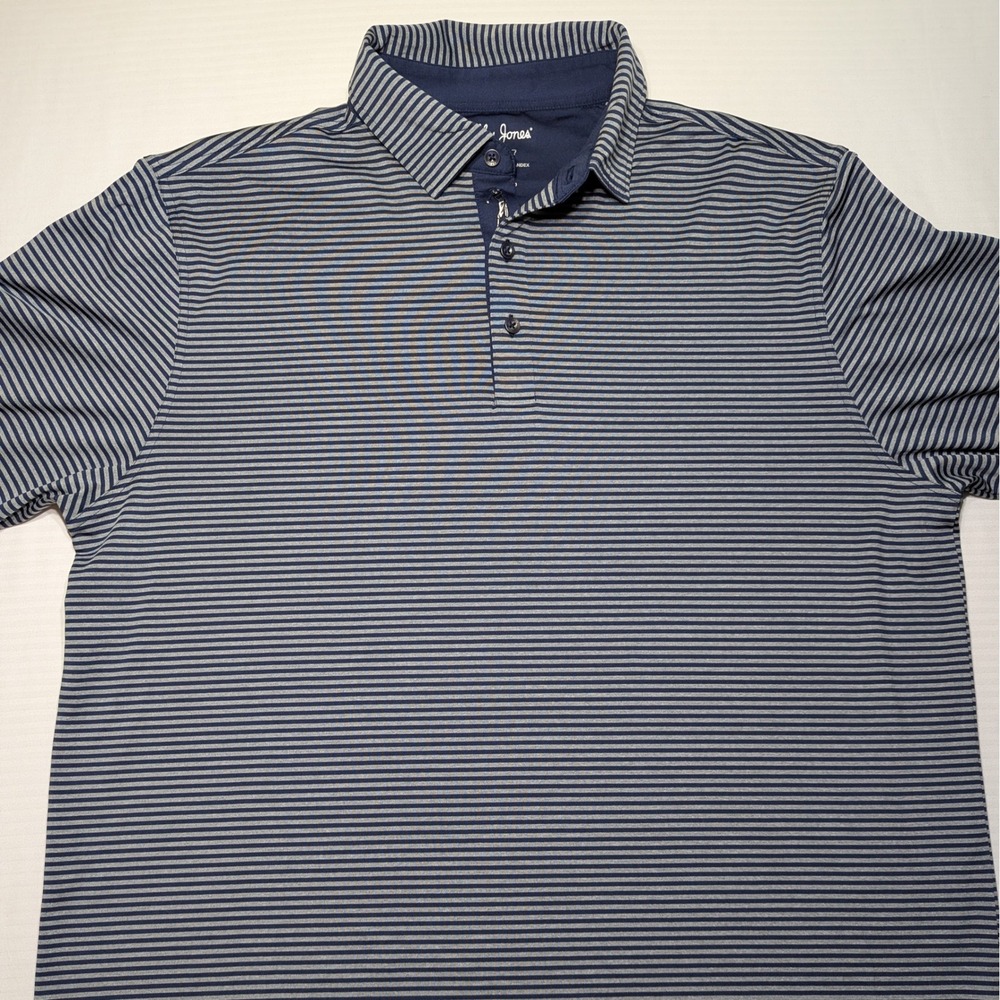 Bobby Jones Men XL X-H2O Striped Performance Golf Polo Shirt Navy Grey Sport
